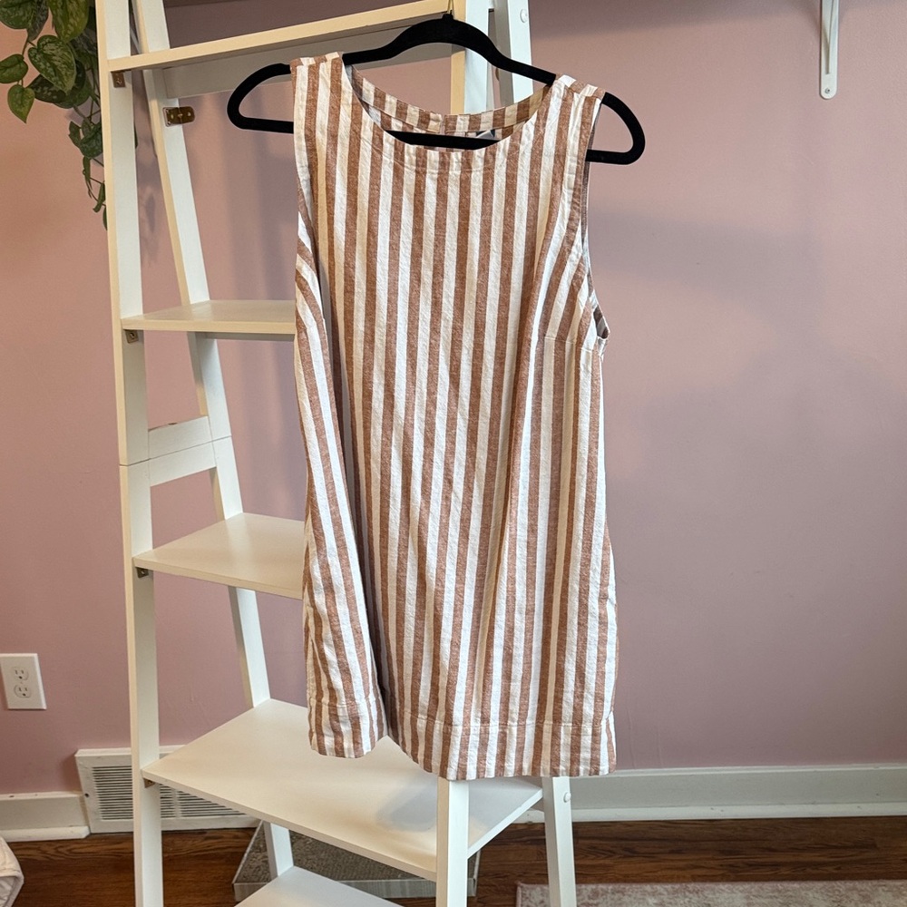 Old Navy Brown and White Striped Dress